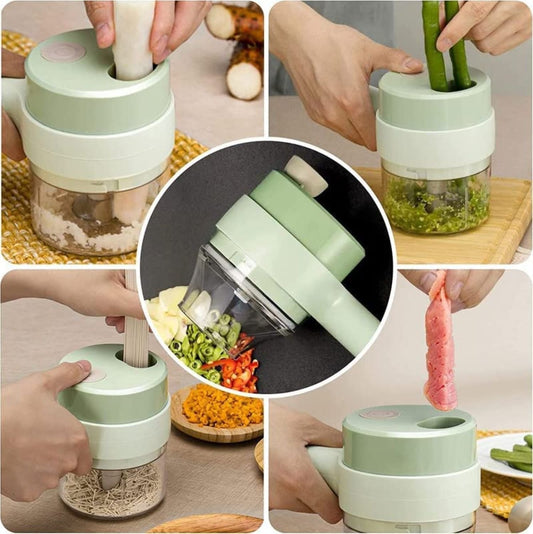 4-in-1 Portable Electric Vegetable Cutter & Slicer | USB Rechargeable. ❤️