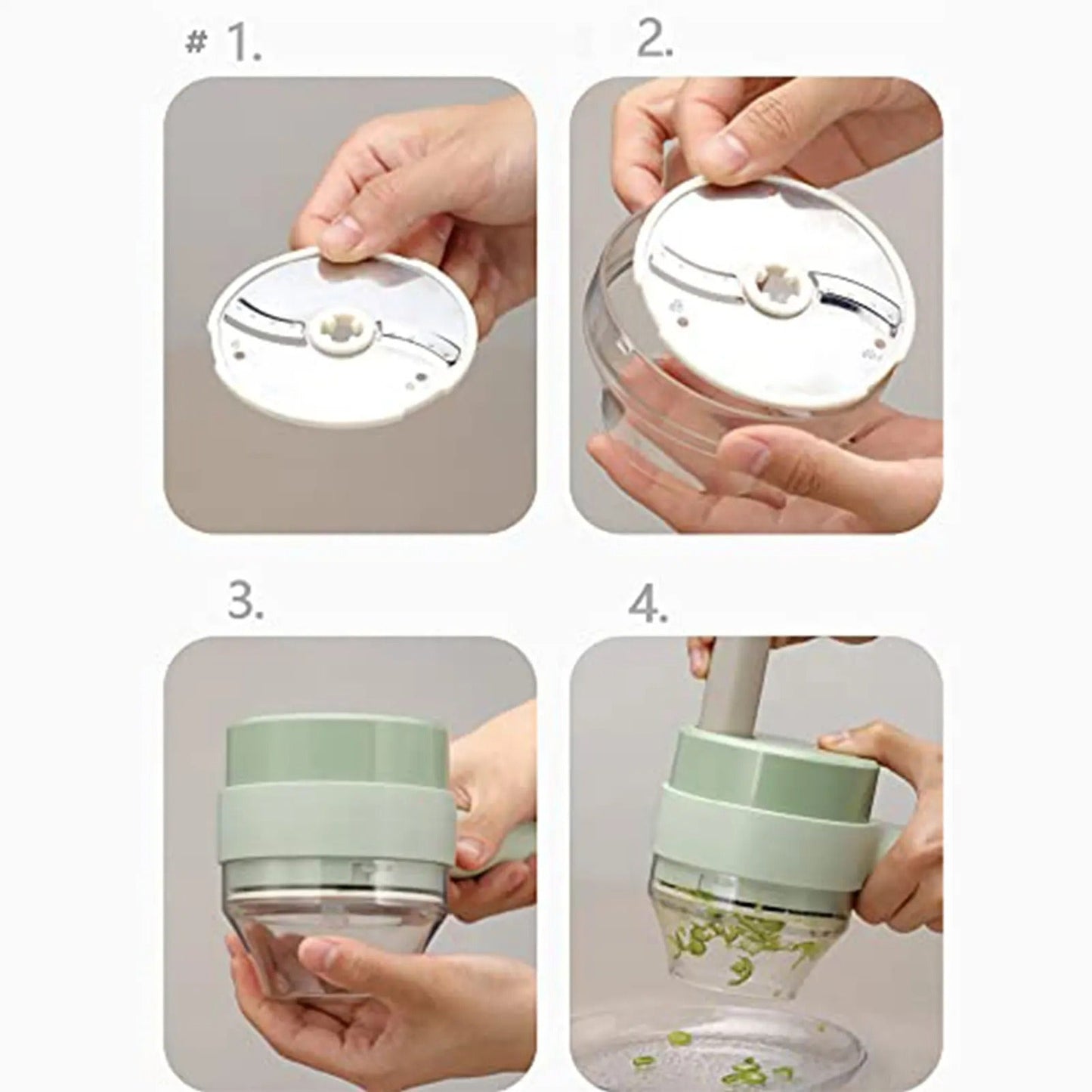 4-in-1  Portable Electric Vegetable Cutter & Slicer | USB Rechargeable. ❤️